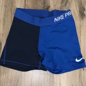 Split blue tone Nike Pro shorts